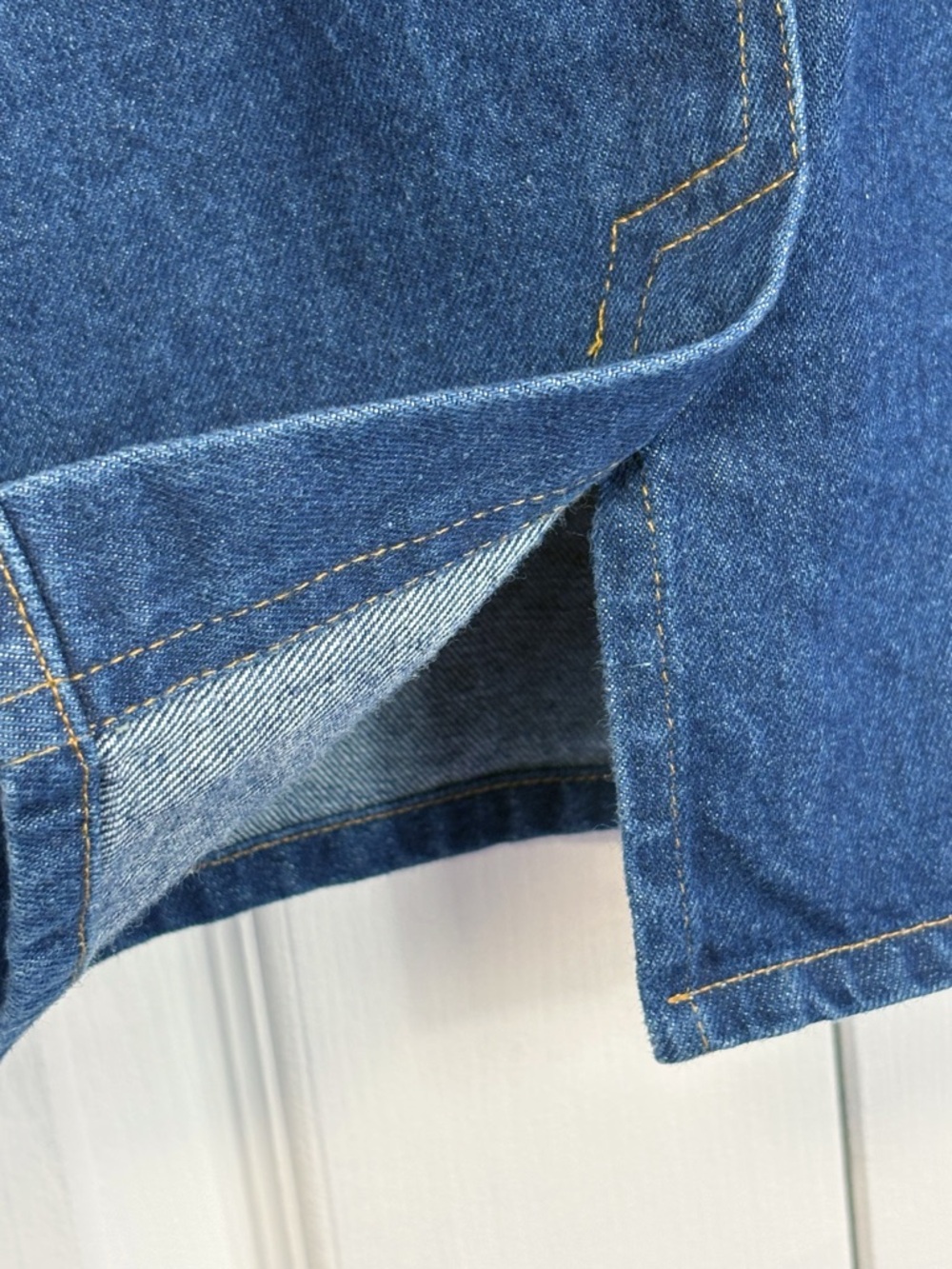 Vintage Sudden Impact Blue Denim Plaid Print Patchwork Jean Skirt 20 - Picture 16 of 16